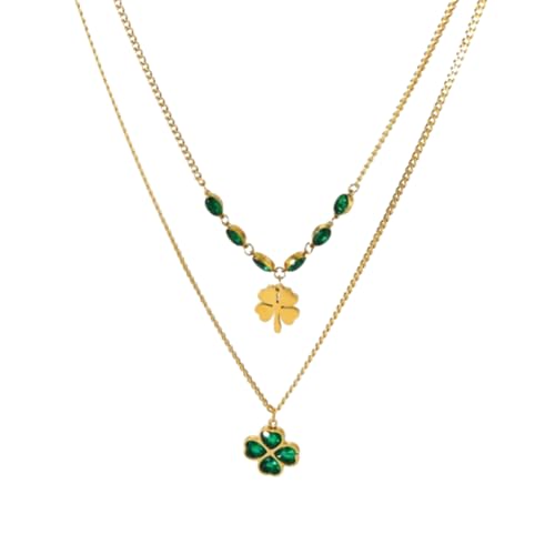 Collier trèfle à quatre feuilles en cristal vert, élégance intemporelle pour femmes
