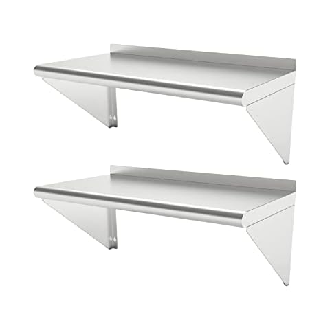 STEELBUS 30,5 x 91,4 cm - 2 Packungen - Edelstahl-Regal, NSF, kommerzielle Metall-Wandhalterung, schwebendes Regal für Küche, Restaurant, Lebensmittel, LKW, Garage, Waschräume, Zuhause und Hotel Cover