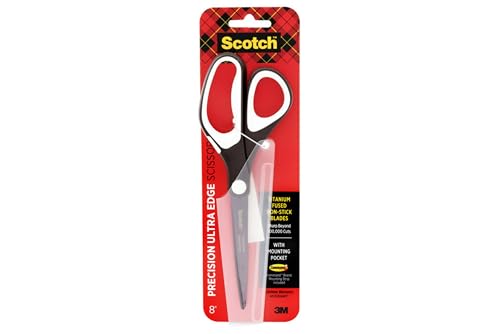 Scotch 8 Precision Ultra Edge Bent Titanium Non-Stick Scissors Ideal for Fabric Crafts Cardstock and Photos (1468TUNS-MIX)