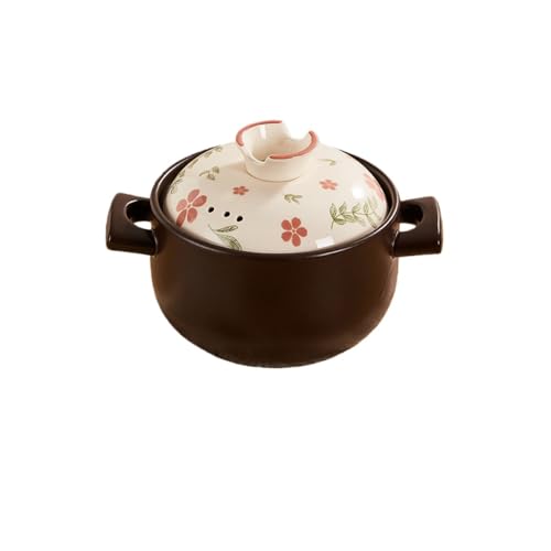 Gixuzol 土鍋 炊飯器 き 陶器製 直火ガスコンロ対応 高温・低温に強い き土鍋耐熱陶器 洗いやすい 内側セラミックコーティングで色がつきにくい 直火 焦げつきにくい たっぷり入る 軽量 (ブラウン,18.3*29cm)