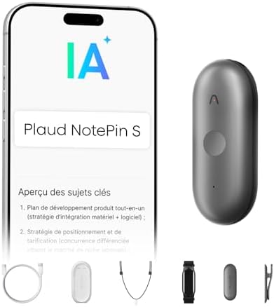 Plaud NotePin S Enregistreur Vocal IA avec Bouton Tactile Prise d...