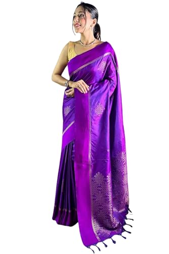 Image of SGF11 Women's Kanjivaram Pure Soft Silk Saree With Unstiched Blouse Piece