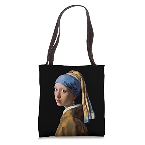 Bolso tote con estampado de 'La joven de la perla' de Johannes Vermeer miniatura 1