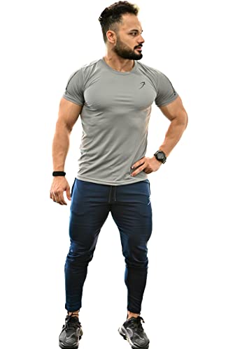 Image of Men's Solid Slim Fit Gym and Sports T-Shirt