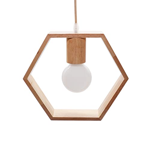 Suspension en bois design géométrique lustre haut de gamme E27 pour décoration épurée