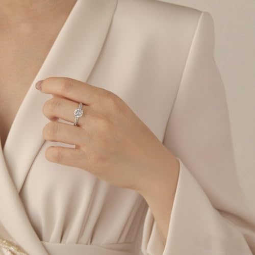 1-3 Carat Round Cut Moissanite Engagement Rings for Women Moissanite Rings Customizable 10K Gold/14K Gold/18K Gold/925 Sterling Silver Promise Rings for Her Free Engraving4