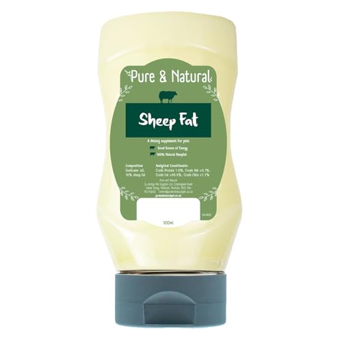 Pure & Natural Liquid Sheep Fat for Dogs & Cats 300ml - Dog Food Topper & Supplement Weight Gainer for Dogs promotes Dog Gut Health and Itchy Skin Relief Cat Health