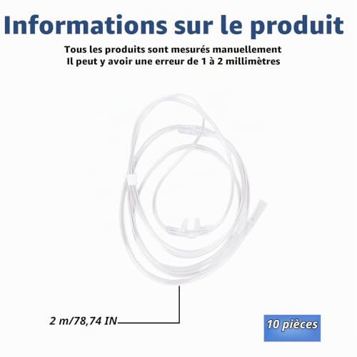 10 Pièces Tubes À Oxygène Nasaux, Tube D'Oxygène Nasal En Silicone Monté Sur La Tête Tube D'Oxygène En Silicone Transparent Tube Pour Appareil À Oxygène Thérapie Respiratoire Et Appareils D'Inhalation – vue 2