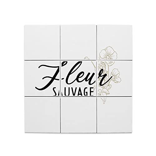 Carreaux céramique décoratifs 20x20 cm motif fleur sauvage lot de 9 pour mur et jardin