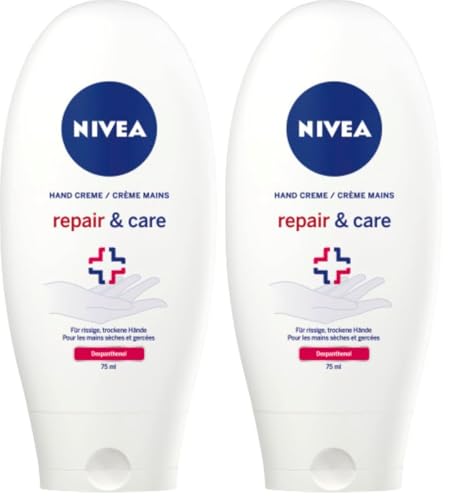 NIVEA - Crema de manos reparadora 3 en 1 (75 ml), crema de piel rica, con dexpantenol, para cuidados intensivos, para manos muy secas y agrietadas (Paquete de 2)