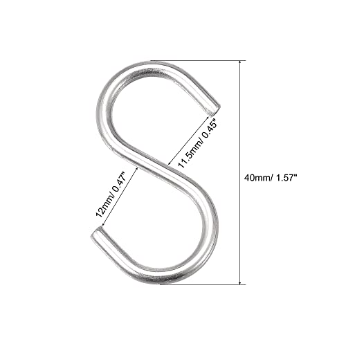 Image of uxcell S Hooks 1.57 inch Long Stainless Steel Hanger for Hanging Objects in Kitchen, Garden, Bathroom, Garage 16Pcs
