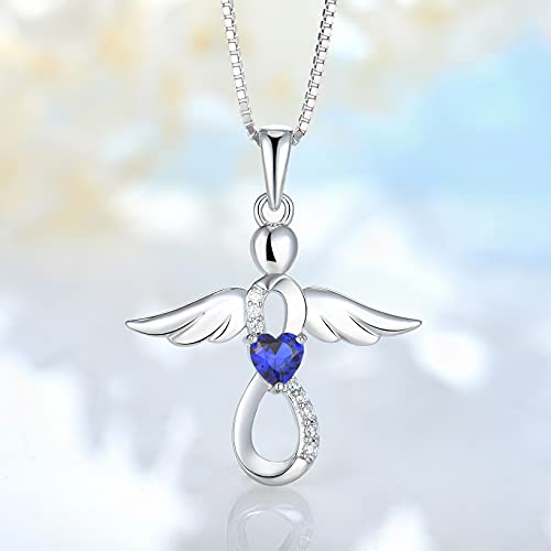 FJ Guardian Angel Necklace 925 Sterling Silver Infinity Pendant Birthstone Jewelry Gifts for Women4