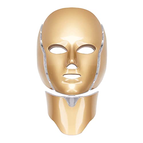 LBJDJYB 7 Colores LED máscara Photon, LED Photon Máscara de Terapia de Luz Profesional con Cuello, Rejuvenecimiento de La Piel Tratamiento Facial Antiarrugas