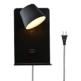 【Puerto de carga USB con estante】 La lámpara de pared enchufable tiene puertos USB de 5V / 2.1A integrados en la base de la luz, que puede cargar cómodamente sus teléfonos móviles, tabletas, lectores de Kindle, iPad, iPhone, etc. También se adjunta un estante de sujeción, el estante de metal puede acomodar teléfonos móviles colocados horizontal o verticalmente, o plantas, vasos, botellas de agua, papel higiénico, decoraciones, etc.