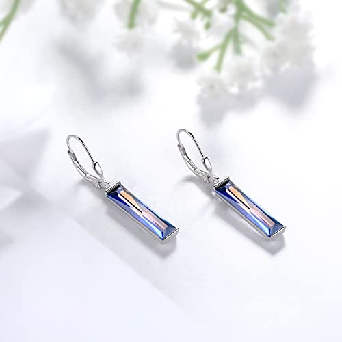 Mystic Topaz Dangle Earrings - Women 925 Sterling Silver Mystic Rainbow Rectangle Fire Topaz Leverback Drop Earring Dangling Jewelry2