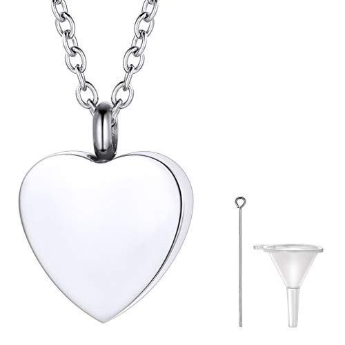 Supcare Collier Pendentif Urne de crémation Chaîne Fine élégante Collier Ton argenté/doré/métal Noir Bijoux charmes pour Unisex Collier Simple Médaille Coeur Cover