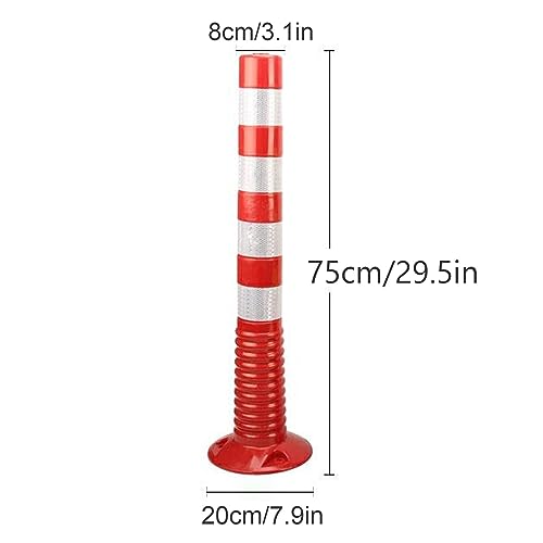 Gumowe słupki parkingowe - bariery bezpieczeństwa o wysokiej widoczności dla ochrony podjazdu i parkingu, żółte - 75 cm