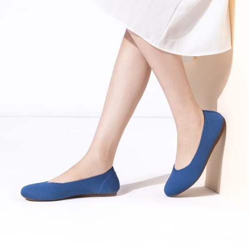 Image of Frank Mully Women's Ballet Flat Shoes Knit Dress Shoes Round Toe Slip On Ballerina Flats for Woman Low Wedge Comfort Soft