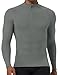 SPVISE Grey 1/4 Zip Compression Athletic Pullover Mens Dry-Fit Active Base Layer Quarter Zip Gym Tops Turtleneck Sweatshirt