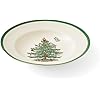 Spode Christmas Tree 9 Soup Plate (Set of 4) Stoneware Bowls with Festive Tree Design & Green Rim, Ideal for Serving Soup, Pasta, Salad Microwave & Dishwasher Safe Holiday Dinnerware