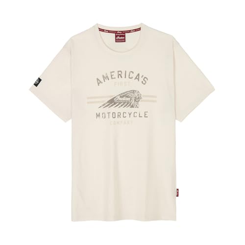 Indian Motorcycle Mens Headdress Motorcycle T-Shirt Oatmeal Beige 2XL