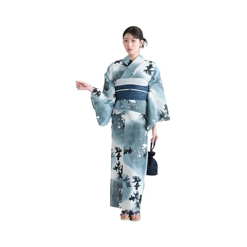 [KIMONOMACHI] レディース セパレート 浴衣セット 2点セット 二部式浴衣 しわ兵児帯 綿 大人可愛い レトロモダン S/F/LL きもの町オリジナル 花火大会 夏祭り（Amazon）