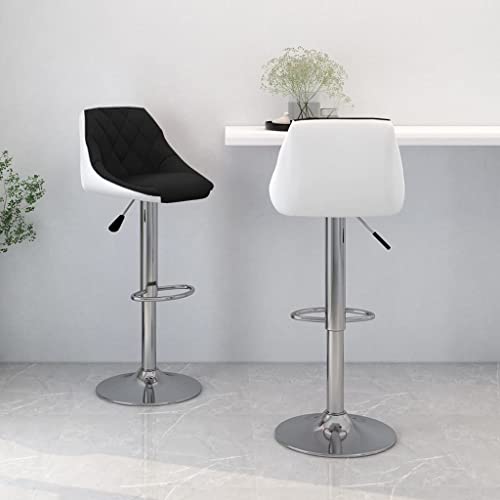 ZQQLVOO Bar Stools Stylish Counter Stool - Taburete de bar (2 unidades, piel sintética en blanco y negro, adecuado para barras de oficina, fácil de montar)