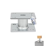 CARACTÉRISTIQUES- Les supports de poteaux sont fixés sur une base en béton plane ou sur un sol en bois à l'aide de vis ou d'ancrages à boulon. Les trous préfabriqués ont un diamètre de 10 mm, facilitant une installation précise et rapide.