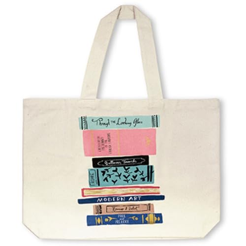 kate spade new york Linda bolsa de lona extra grande para mulheres, bolsa de praia de lona, bolsa de livros com bolso, pilha de clássicos, Pilha de clássicos, One Size, Clássico