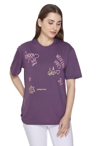Image of Women Printed Drop-Shoulder Sleeves Oversized Pure Cotton T-Shirt (Combo of 2) |XS-XL Size