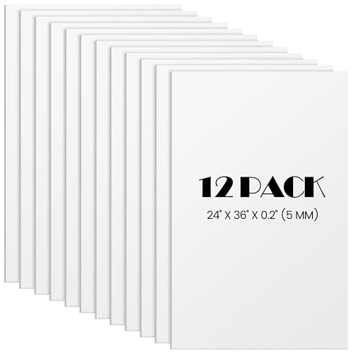 Elcoho 12 Pack White Foam Board, 24 x 36 Inch Acid-Free Foam Core Board, 5mm Thick Double Sided White Poster Boards for Presentation Art Display Office School Projects Crafting Sign Making