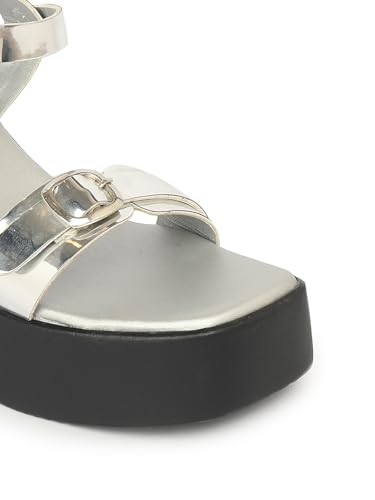 Image of ELLE Women Classic Wedges Heel Sandal with Buckle details