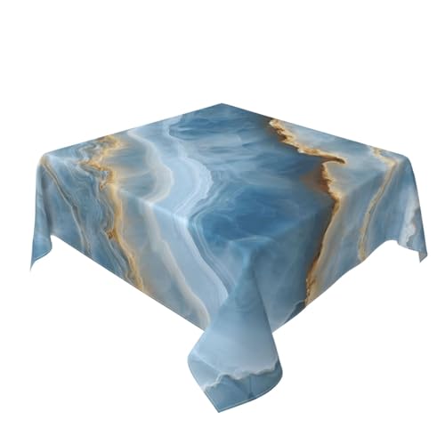 Light Blue Marble Texture Matte Finish Table Cloth Washable Dinng Table Covers Decorative for Kitchen 60