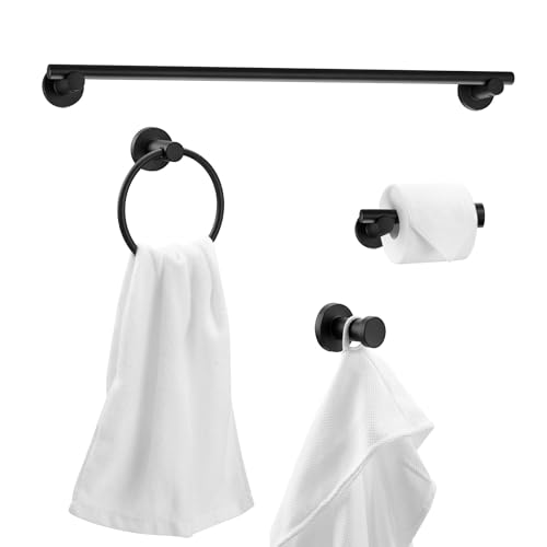 Image of Globe Electric 63000203 5-Piece All-in-One Bathroom Set, 2-Light LED Vanity Light, Matte Black, 1200 Lumen, Towel Bar, Robe Hook, Toilet Paper Holder, Towel Ring, Bathroom Lights Over Mirror