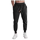 Mens Sweatpants Workout Elastic Waist Joggers Loose Casual Warm Track Pants Athletic Fashion Running Trousers with Pockets Black