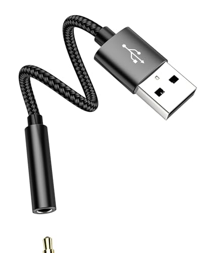 Adaptateur Jack Casque USB Mâle vers 3,5 mm Femelle DAC Câble Audio AUX Convertisseur pour PC Port USB-A pour Apple pour iPhone Interface Voiture Musique...