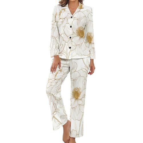 Pyjama chic pour femme : ensemble vêtements de nuit fleuri pour le week-end