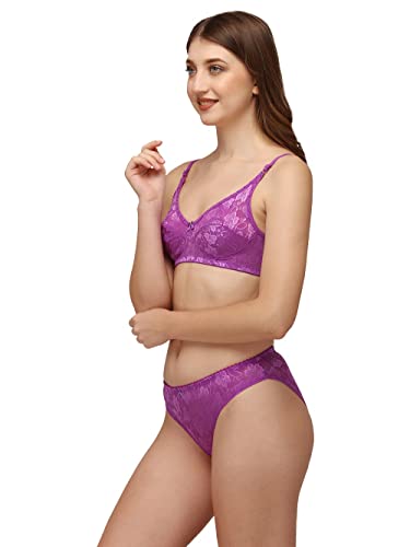 Image of Women Cotton Bra Panty Set for Women Lingerie Set Bra Panty Set for Women with Sexy Bra Panty Set for Women Innerwear Pack of 1 Sets Color:-Pink