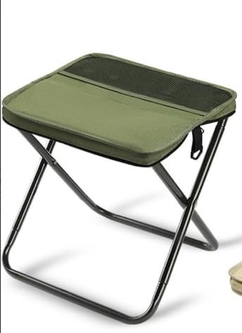 折りたたみ椅子軽量 コンパクトイス ェア ショルダー＆両面ポケット付き収納袋一体型 携帯チェア キャンプ 耐荷重 収納簡単折り畳み椅子 持ち運び チェア旅行 ハイキング お釣り (グリーン) [並行輸入品]