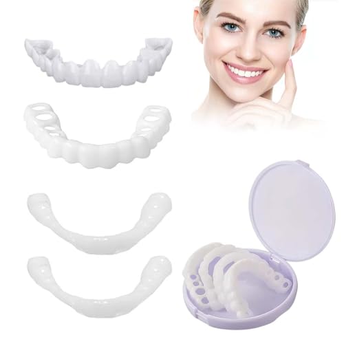 HABNI Dientes Postizos Temporales - 2 Pares (4 Piezas) Blancos Para Cubrir Dientes Imperfectos, Con Caja.