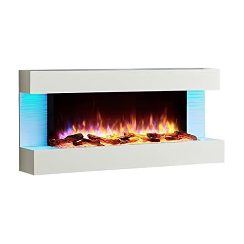 Chimenea eléctrica de Pared RICHEN Helia con calefacción, iluminación LED y Mando a Distancia Cover