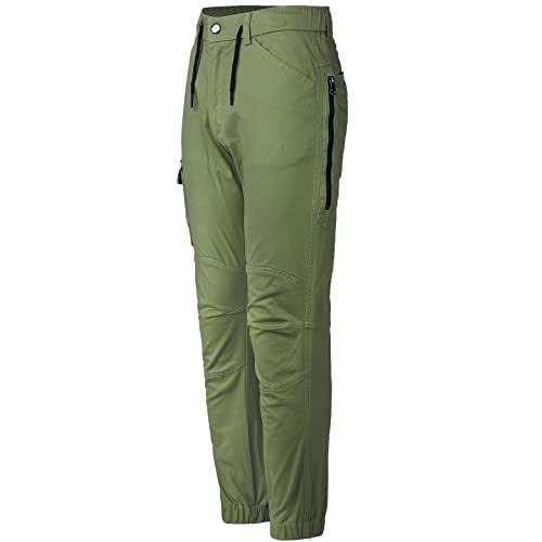 BIG BEE Womens Work Pants, Cuffed Stretch Cotton Cargo Trousers Olive Green 10