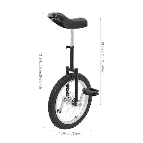 Image of 16 inch /24 inch Wheel Unicycle, Wheel Unicycle with Steel Rim Skid-Proof Tire Adjustable Seat Sports Exercise Bicycle for Daily Fitness