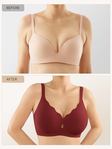 Image of LUCKMEEY Bras for Women No Underwire Wave Push Up Wireless Bra Seamless Bras Full Coverage Bralettes Lift Everyday Bras