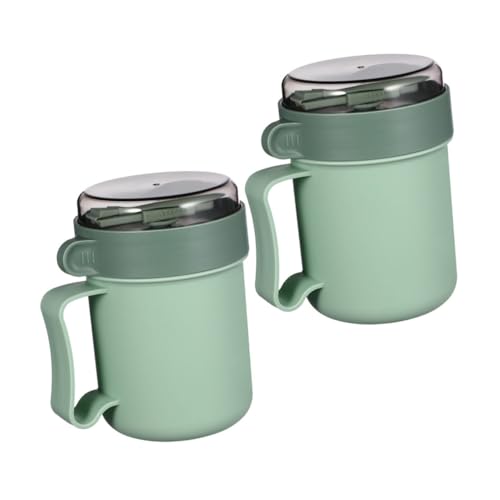 FUNOMOCYA 2pièces Bol Soupe Portable Avec Couvercle Et Cuillère Gobelet Micro-ondable Anti-brûlure Pour Compatible Transport Et Repas Chauds