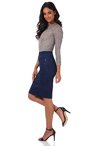Rekucci Women’s Ease into Comfort Pull-On Stretch Denim Skirt – Soft Jean Fabric, Flattering Slim Fit, All-Day Comfort2