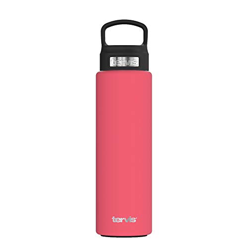 Tervis Powder Coated Stainless Steel Triple Walled Insulated Tumbler Travel Cup Keeps Drinks Cold, 24oz with High Performance Lid, Berry Blush