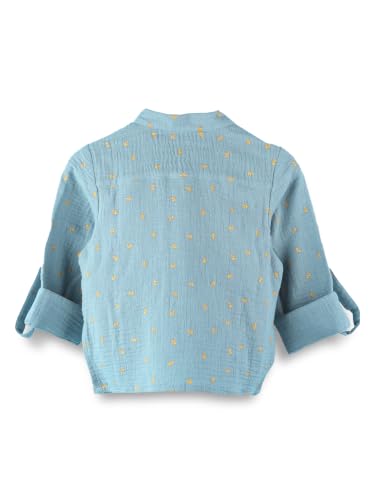 Image of Kidbea Boys Cotton Mandarin Collar Shirt Long Sleeves Short Kurta for Kids