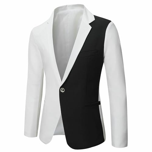 Blazer décontracté pour homme mi-saison veste rouge colorblock L - 6