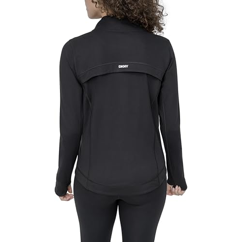 DKNY Women's Mock Neck Front Zip Compression Jacket4